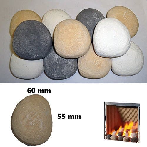 15 Gas Fire Replacement Ceramic Pebbles Replacements/Bio Fuels/Ceramic/Boxed (Mixed)