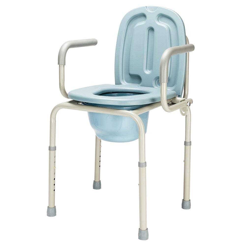 mefeir 450 LBS Drop Arm Bedside Commode Chair, Adjustable Height Toilet Seat with Safety Steel Frame & 8 Quart Pail, Tool-Free Assembly for Homecare Use