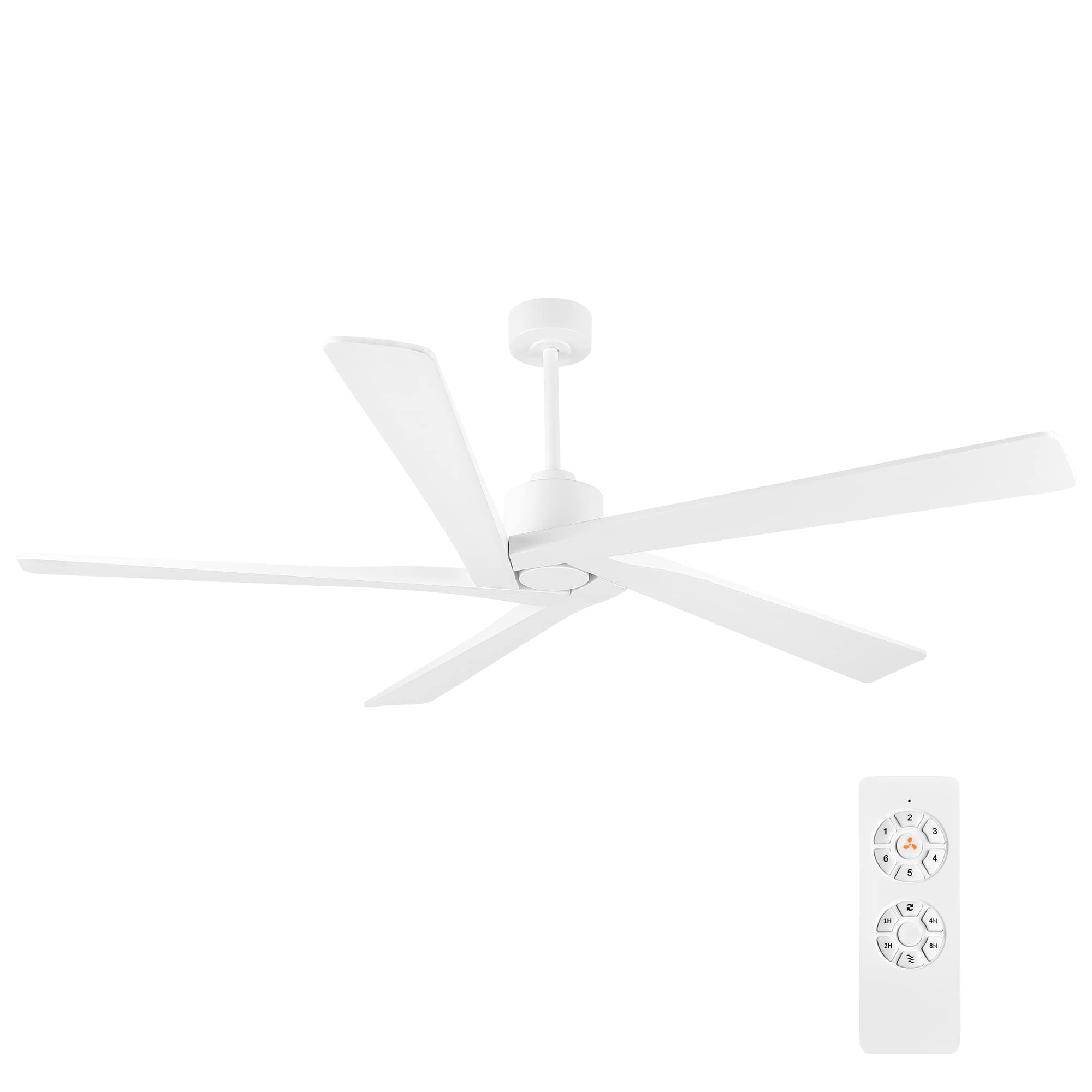 72 Inch DC Ceiling Fan No Light with 3 Downrods, 5 Reversible Carved Solid Wood Blades, 6-Speed Noiseless DC Motor, Ceiling Fan without Lights in White Finish, ETL Listed