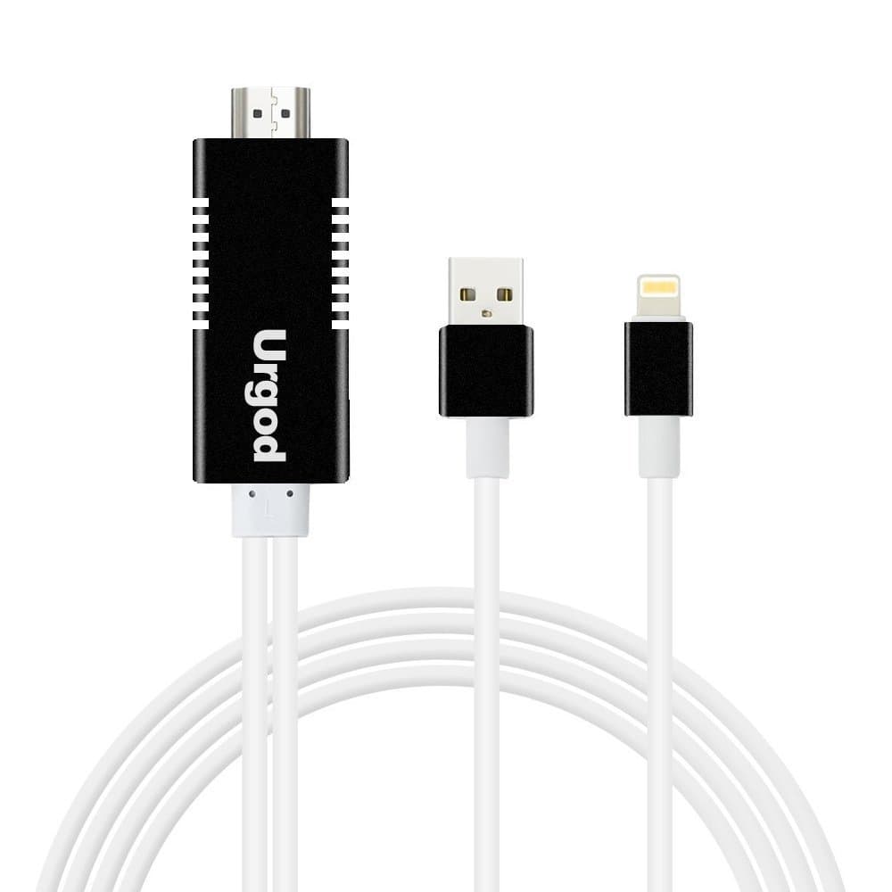 Lightning to HDMI, Urgod iPhone to HDMI Cable 6.5ft 1080P Apple Lightning Digital AV Adapter Cable for iPhone, iPad, iPod, Plug and Play