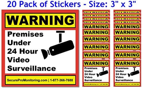 20 Real Warning Premises Under 24 Hour Video Surveillance Security Decals Door Window Stickers