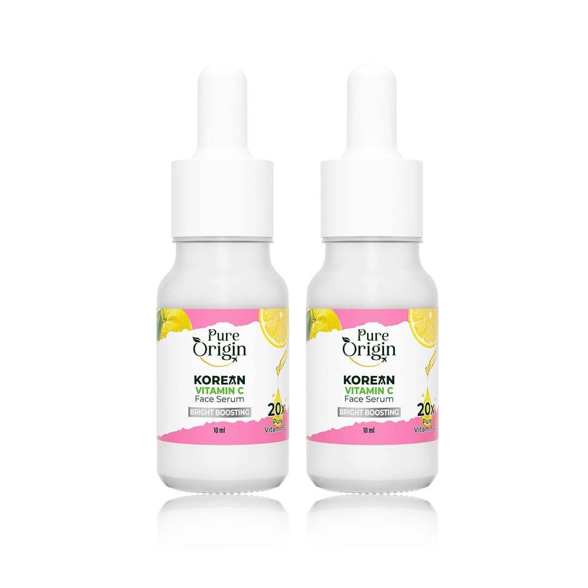Pure Origin Korean Vitamin C Bright Boosting Serum (Pack of 2) | Face serum for Brighter, Glowing and soft skin | For women and men | For all skin type | 20ml