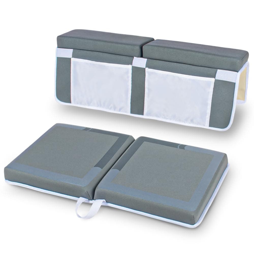 PRIMLECT Bath Kneeler and Elbow Rest Pad, 1.5" Thick Kneeling Pad for Bathing Baby, Bathtub Kneeler and Elbow Rest Set with Anti-Slip Bottom, Storage Pockets, Foldable, Quickly Dry