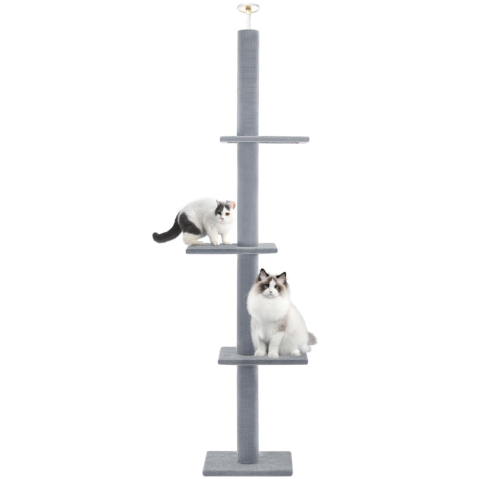 Cat Craft Cat Tree Floor to Ceiling 95-108" Tall Cat Tree Carpet Cat Tower Kitten Tree Sisal Scratching Post and Mat Cat Pole for Indoor Cats, Gray, Style A