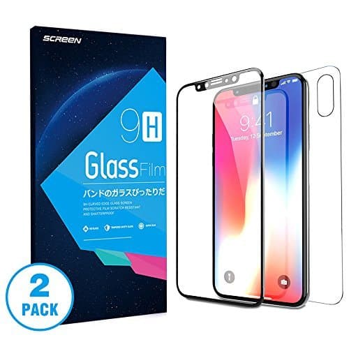 [Full Cover] iPhone X [Front + Back] Screen Protector Glass Guard SHHMA Premium Tempered Glass Screen Protector for iPhone X (Black)