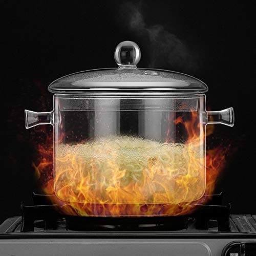 GracesDawnOpen Flame and High Temperature Resistance Kitchenware, Household Tableware, Heat-Resistant with Lid, Transparent Salad Bowl, with Double Ears