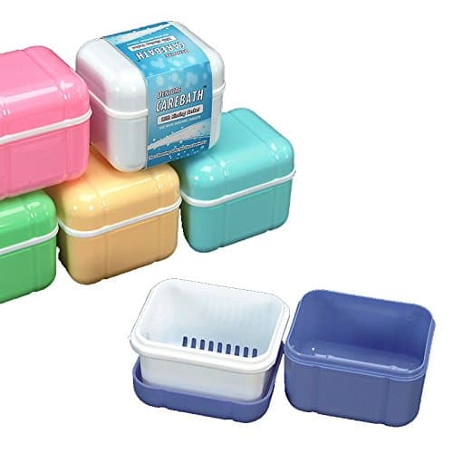 1pcs Denture Bath Container with Rinsing Basket Cleaning Tool