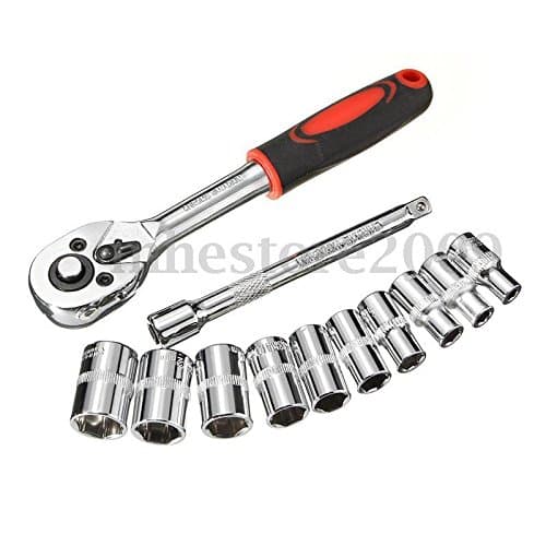 TONGROU 12Pcs 1/4" Ratchet Wrench Socket Set Hardware Vanadium Repairing Kit Hand Tools