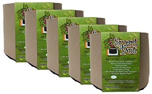 Smart Pot 5 Pack Soft-Sided Fabric Garden Plant Container Aeration Planter Pots (Tan, 2 Gallon)