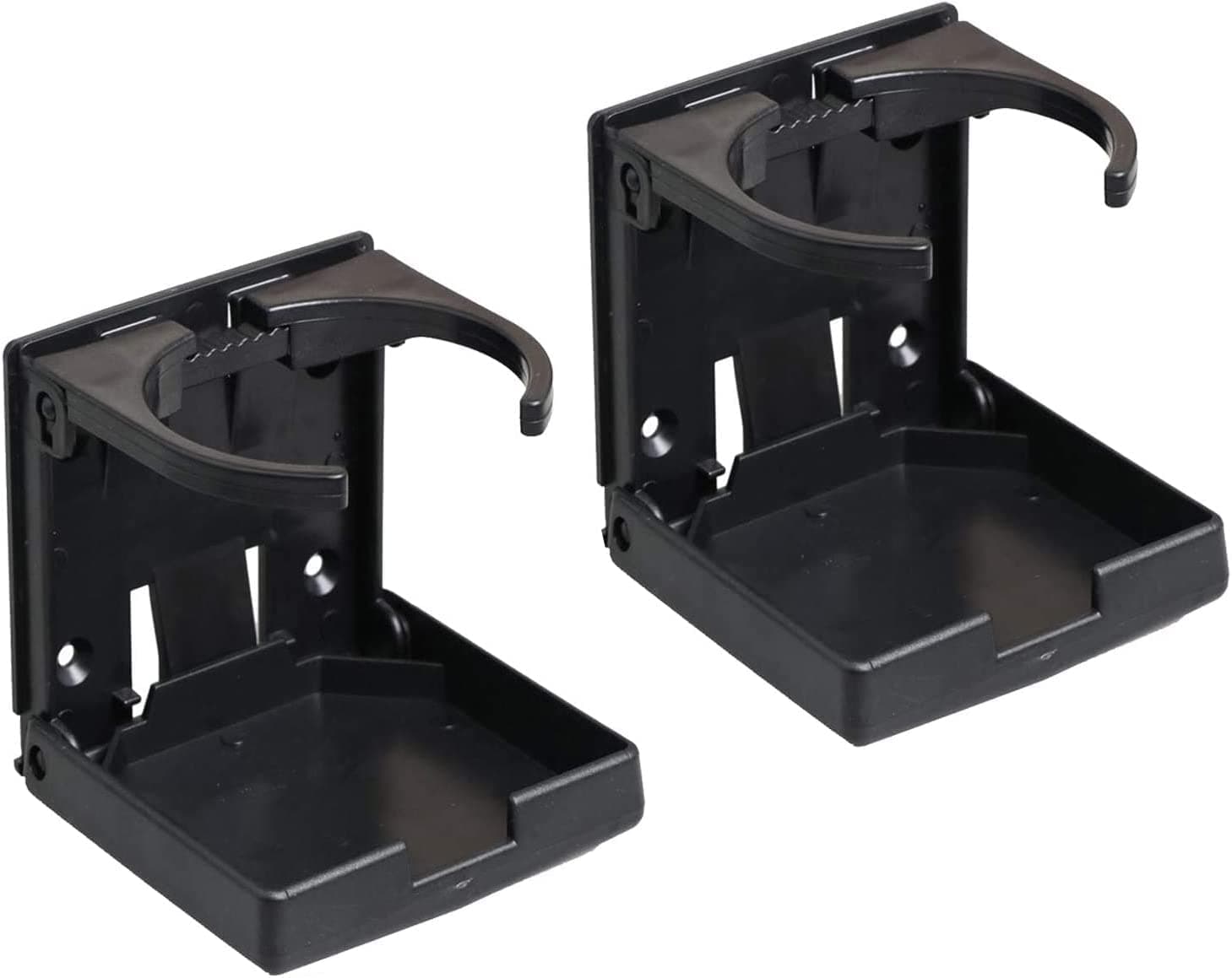 2PCS Adjustable Folding Drink Holder with Screws and Tapes, Folding Automotive Cup Holders for Car Truck Boat Van. (Black)