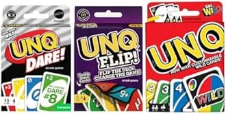 ARCADE GAMES Matte UNQ Classic, FLIP & Dare | Combo Pack of 3 | Strategy, Action & Challenge Card Games for Family, Kids & Adults | Portable & Fun for Parties, Game Nights & Travel