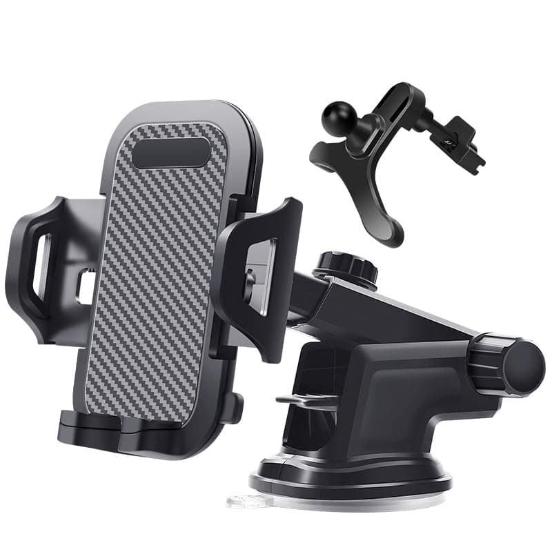 Upgraded Phone Mount for Car Dashboard Windshield Air Vent 3 in 1, Car Phone Holder Mount Bumpy Roads Friendly Hand Free Mount for All Cell Phones (Black)