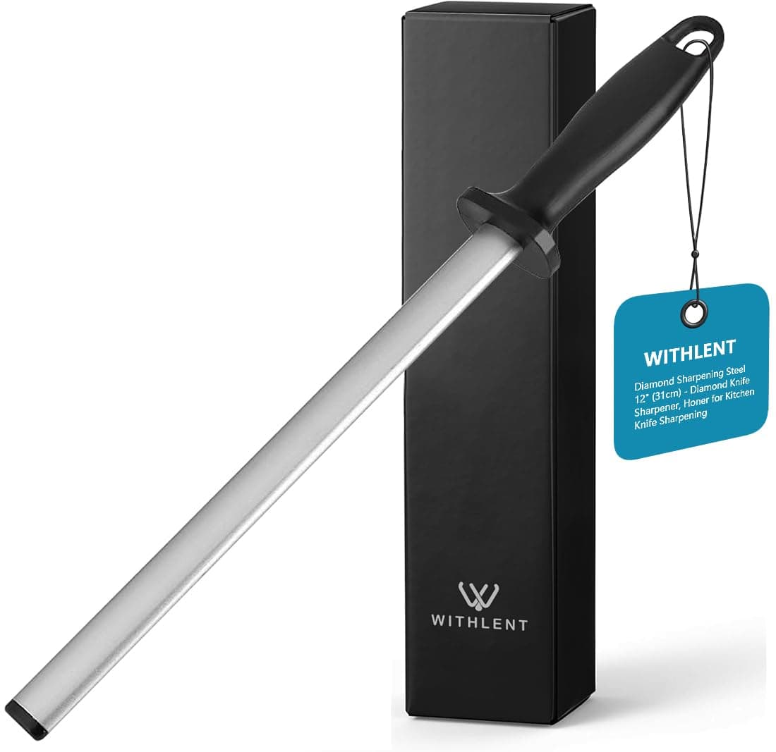 Diamond Sharpening Steel - 12 inch Knife Sharpener for Master Chef, Ideal for Kitchen Knife, Cooking Knife, Butchers and Japanese Knife, Home Gourmet Blade Sharpening Stick