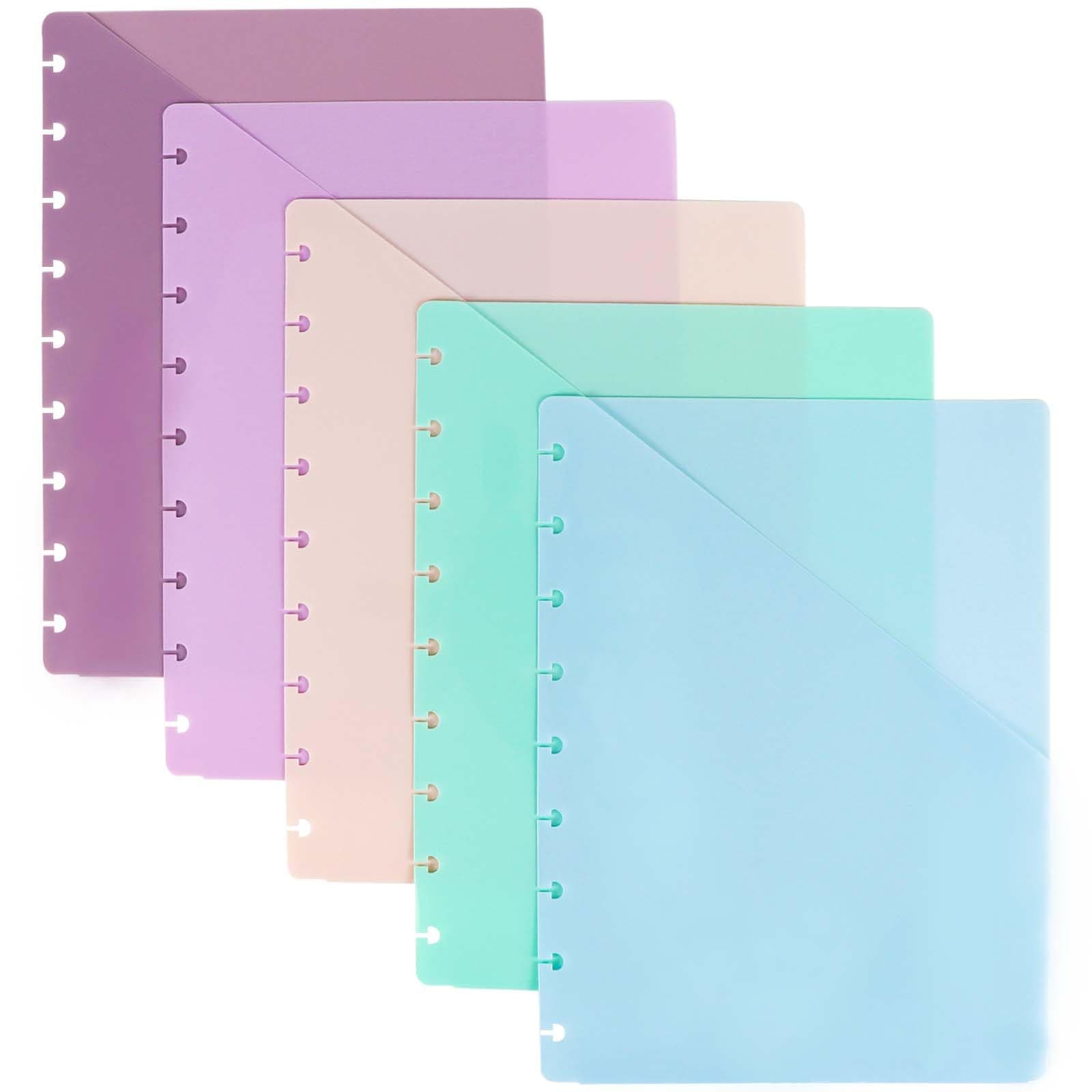 Discbound Dividers with Pockets 7x9.25 Classic Size Discbound Notebook Divider 9 Disc Bound Planner Inserts Pocket 5pcs Plastic Index Dividers for Planner Folder Office