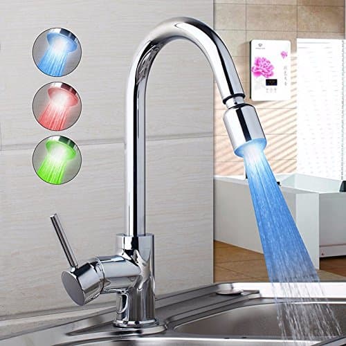 von YIRUI LED Basin Taps Brass LED kitchen hot and cold faucet can be pulled can rotate omnipotent household kitchen mixer