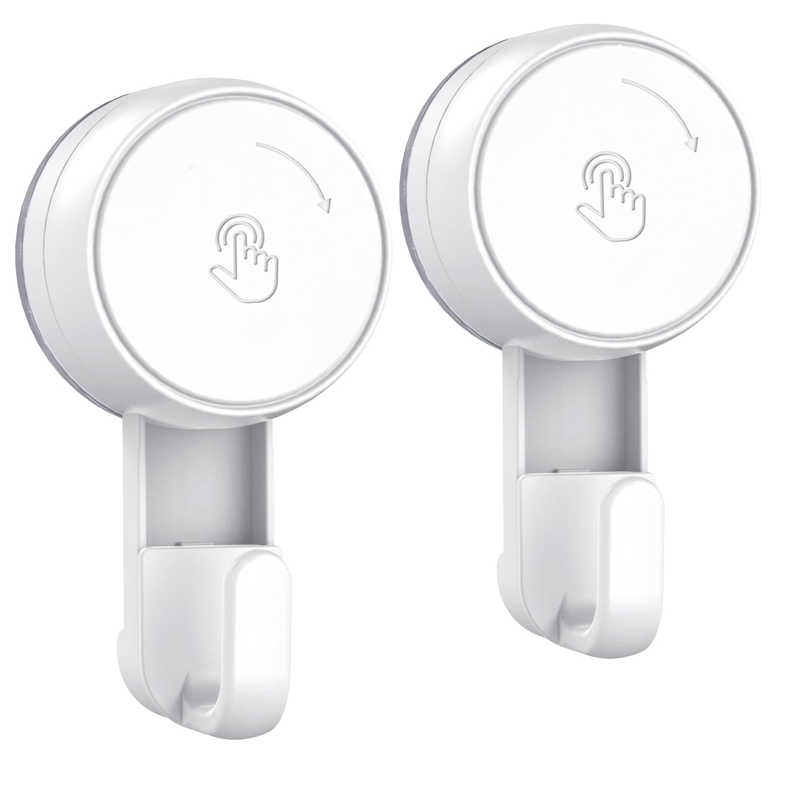 LUXEAR Heavy Duty Waterproof Shower Hooks 2 Pack - Suction Hook, No Drill Damage-Free Removable Reusable Wall Hooks for Bathroom Kitchen Towel Bathrobe Loofah Shower Hooks (Max Load 11LB/5KG)​