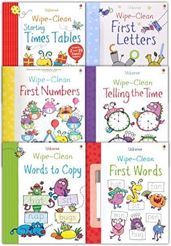 Usborne Wipe Clean Books Pack Set - Learn To Write 6 Books Collection Set With Marker Pen by Not Known (2016-11-08)