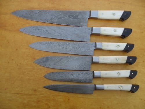 DKS-4003 6 Pcs Damascus Kitchen Knife Set Custom or Handmade of Gladiators
