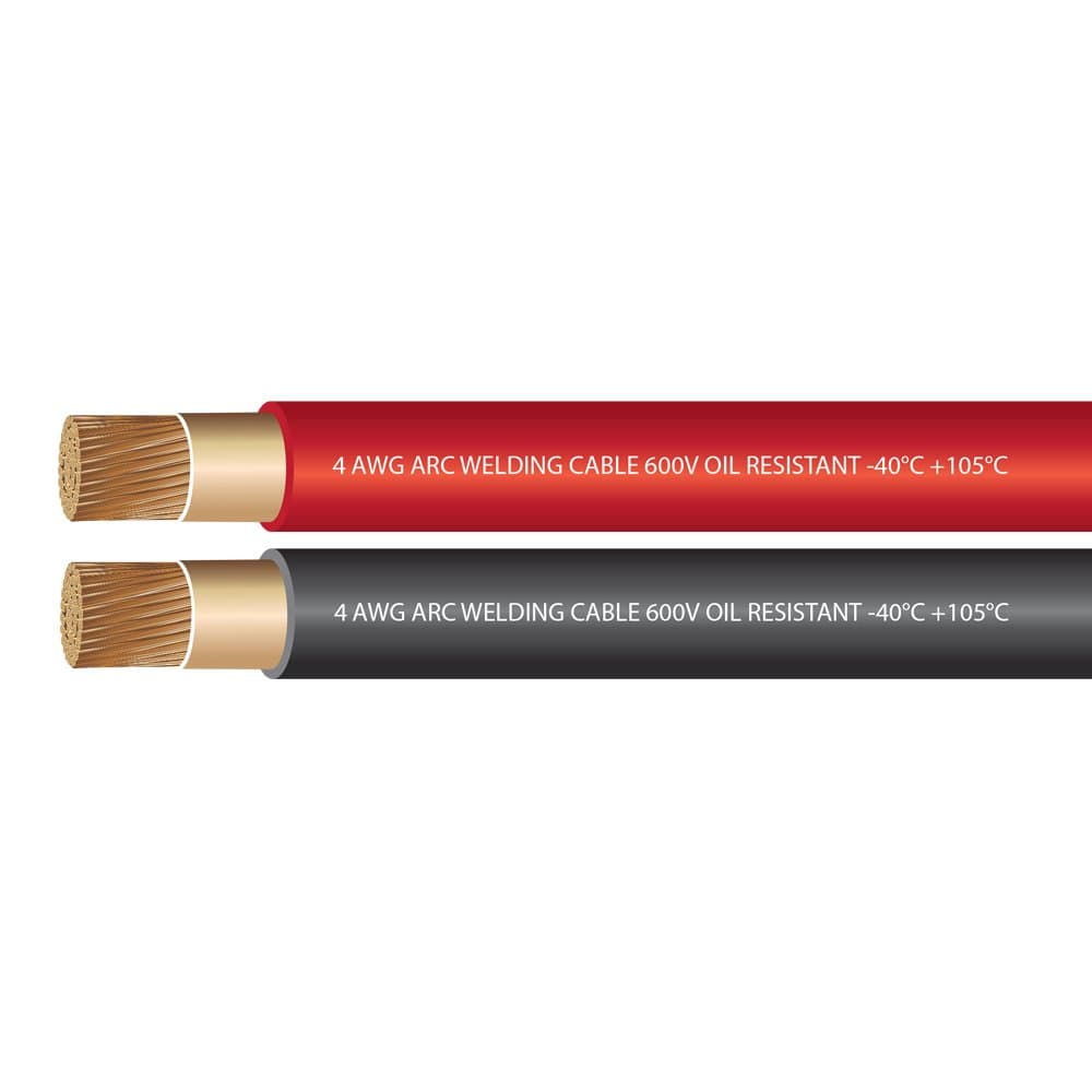 EWCS 4 Gauge Premium Extra Flexible Welding Cable 600 Volt Combo Pack - Black+RED - 15 FEET of Each Color - Branded - Made in The USA!