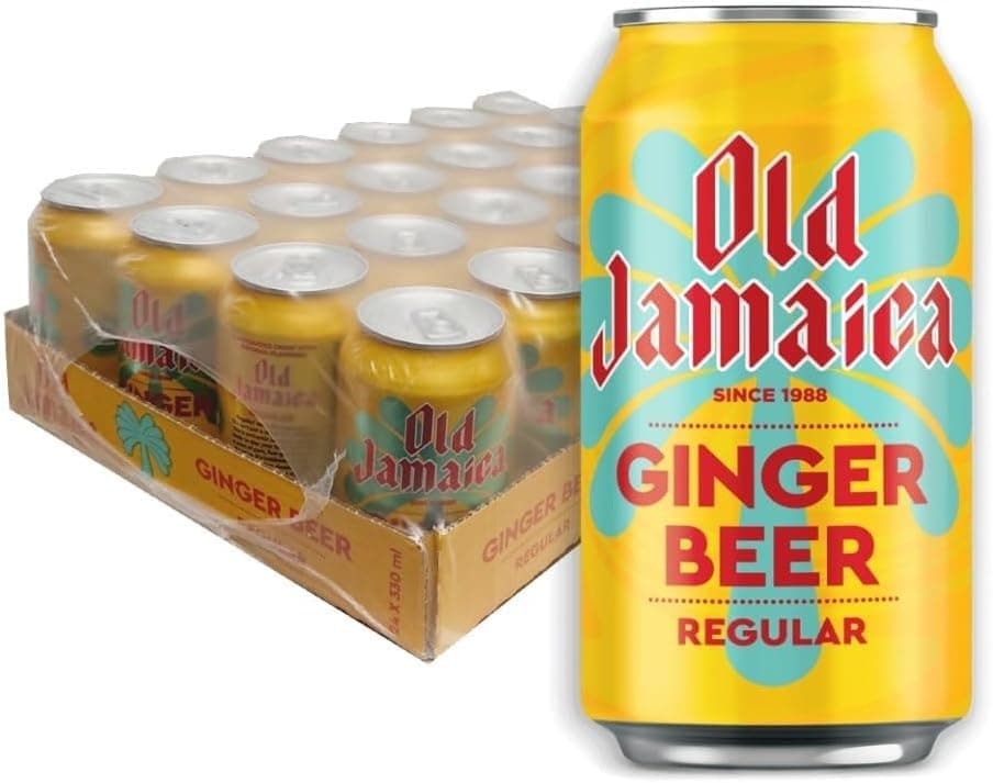 Old Jamaica Ginger Beer Soft Drinks 330 ml Pack of 24 Made with Authentic and Natural Root Ginger Original and Best Refreshing and Crisp Tasty Classic