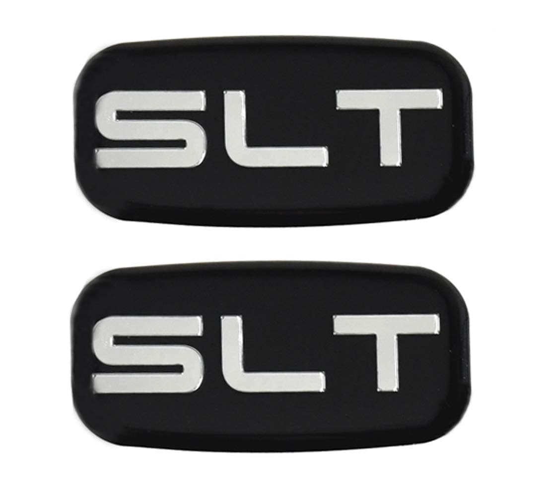 2X SLT Cab Emblems 3D Sticker Nameplate Letter Logo Roof Pillar Replacement for 02-07 Yukon Suburban Sierra 03 06 (Chrome/Black)