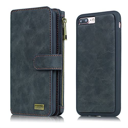 iPhone 7/ 8 Wallet Case, MEGSHI Flip Case With Card Slot Cash Slip And Slim TPU Phone Case With Magnetic Closure 4.7 Inch Black