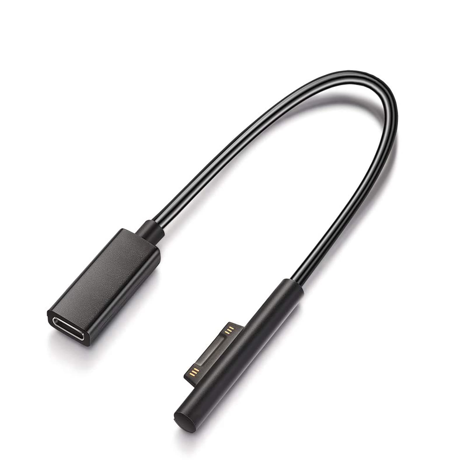 Surface Connect to USB-C Charging Cable Compatible for Microsoft Surface Pro 7/6/5/4/3 Surface Laptop 1/2, 45W 15V PD Charging Works with PD Power Supply-0.2 Meters (Black Female)
