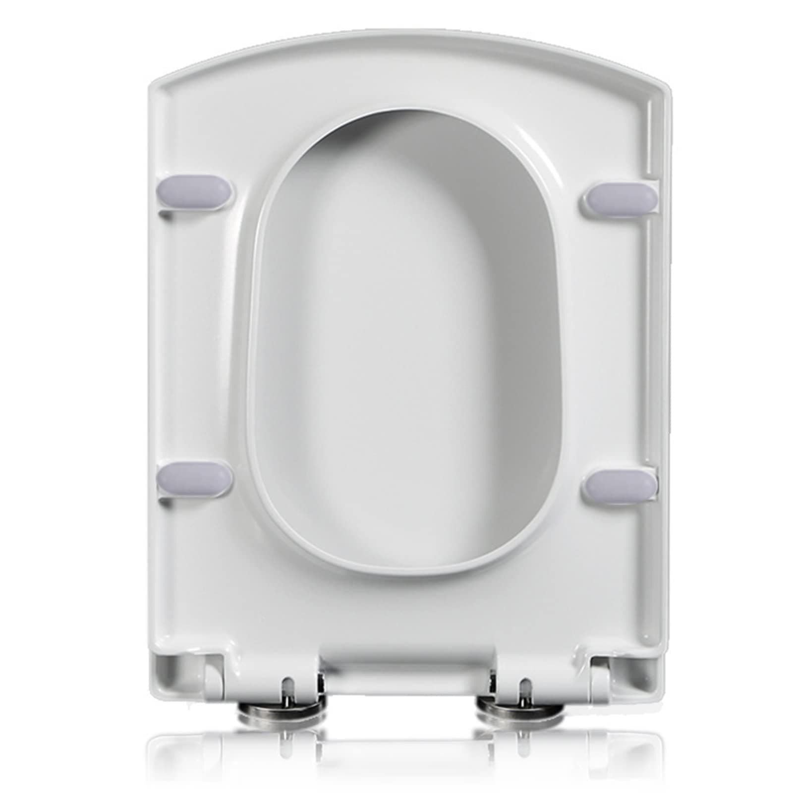 Square Toilet Seat Soft Close with Easy Quick Release Top Fix Adjustable Hinges, Easy Installation, White