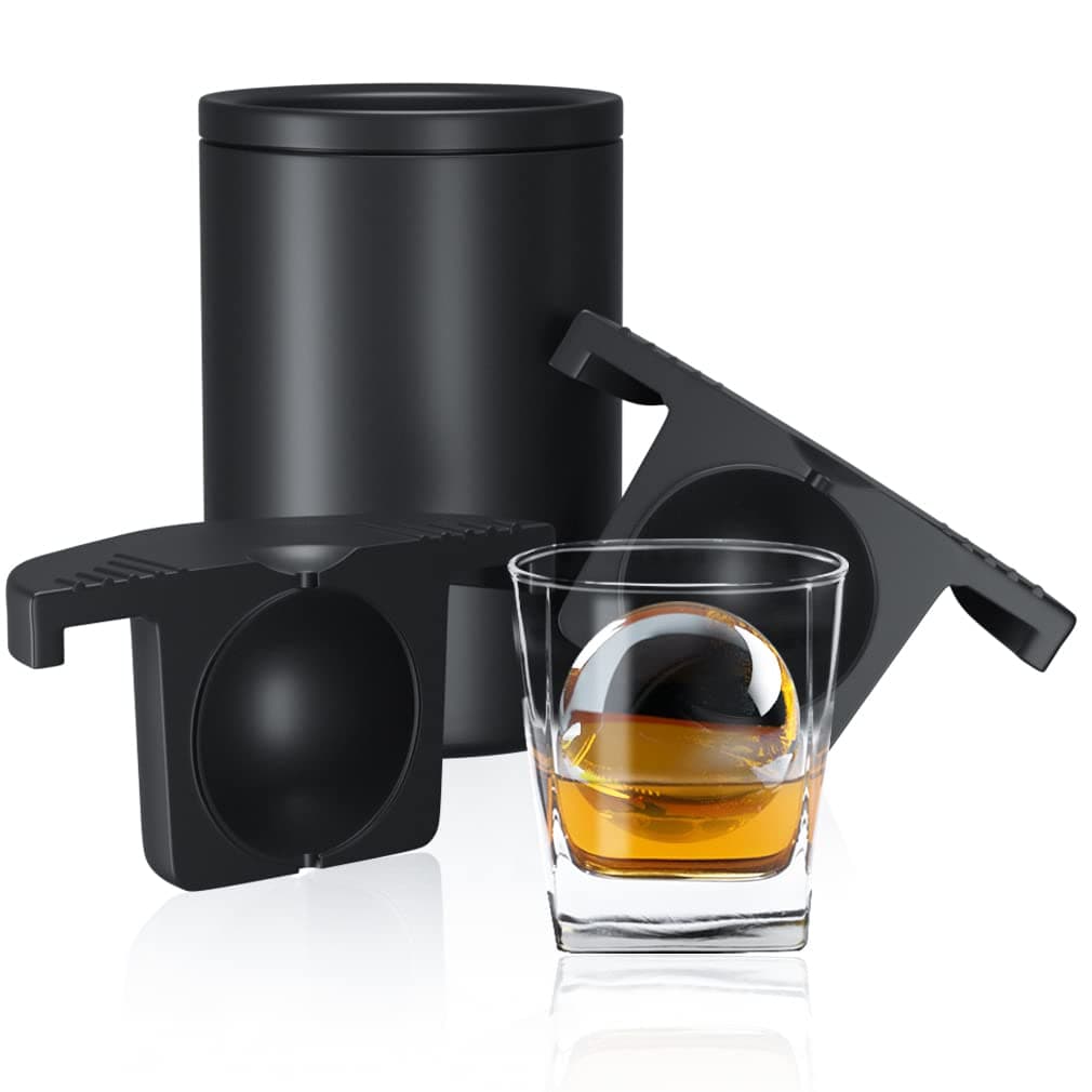 TINANA Clear Ice Ball Maker, 2.5” Clear Ice Cube Tray Make 1 Large Sphere Ice Balls for Whiskey, Cocktails & Bourbon, Gifts for Men