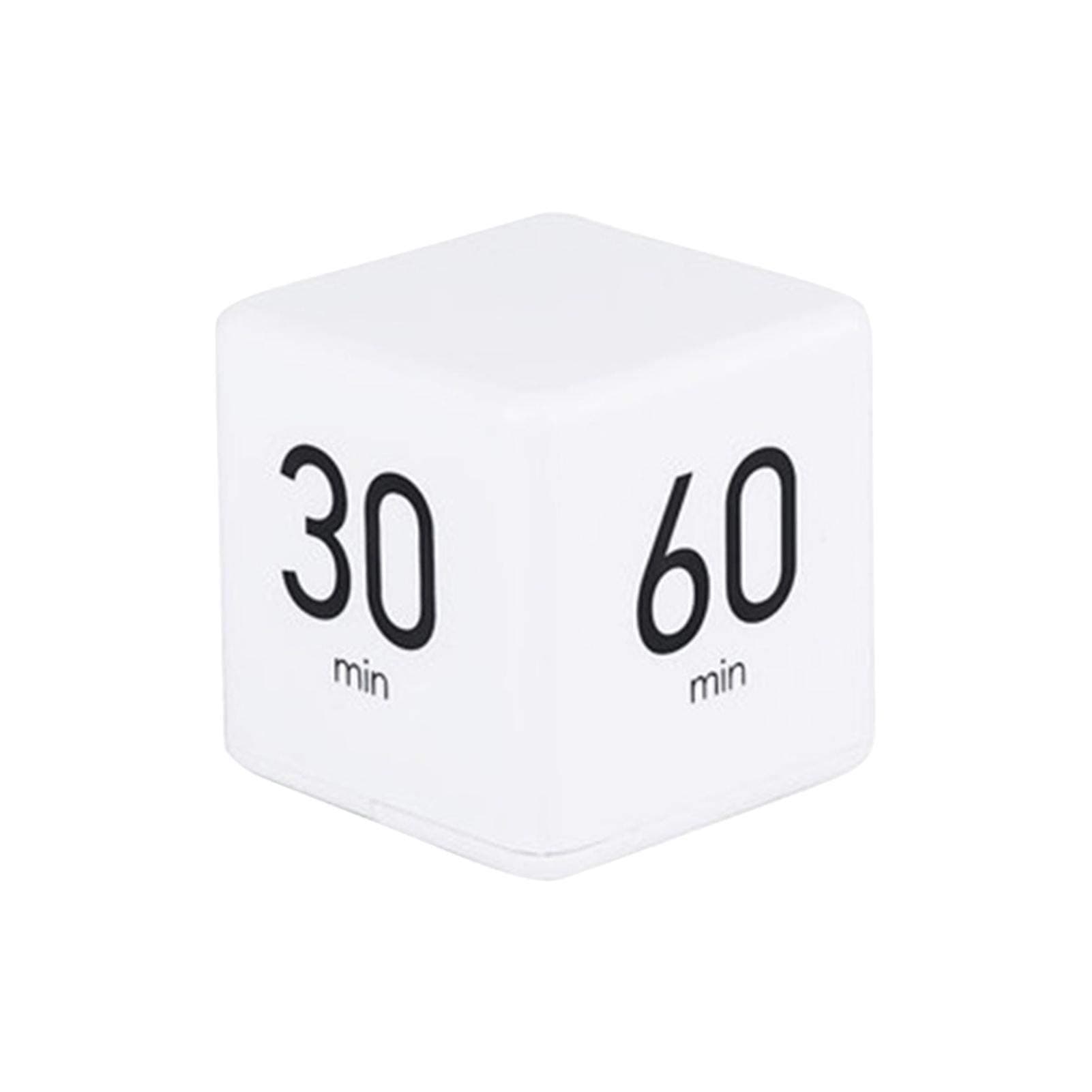 Cube Timer - 5, 15, 30 & 60 Min for Time Management (White) Kitchen & Workout Timer with Adjusted Volume