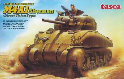 Tasca 1/35 Scale U.S Medium Tank M4A1 Sherman (Direct Vision Type) Model Kit TAS35025 by Tasca