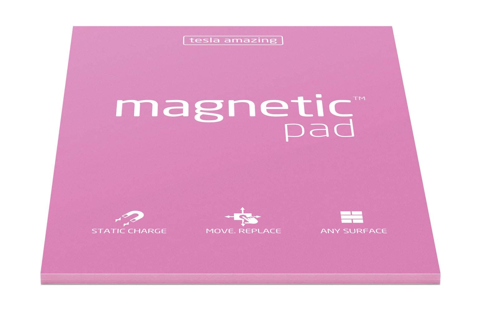 Magnetic Notes Pad Tesla Amazing A5 Size - Pink, 50 Sheets, Sticks on Any Surface