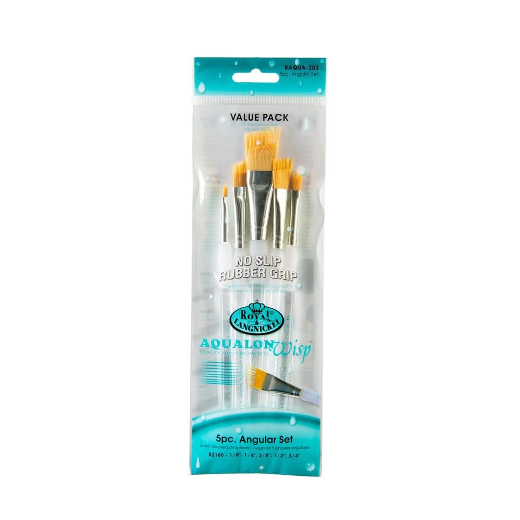 Royal & Langnickel Aqualon Wisp Angular Artist Brush Set, 5-Piece