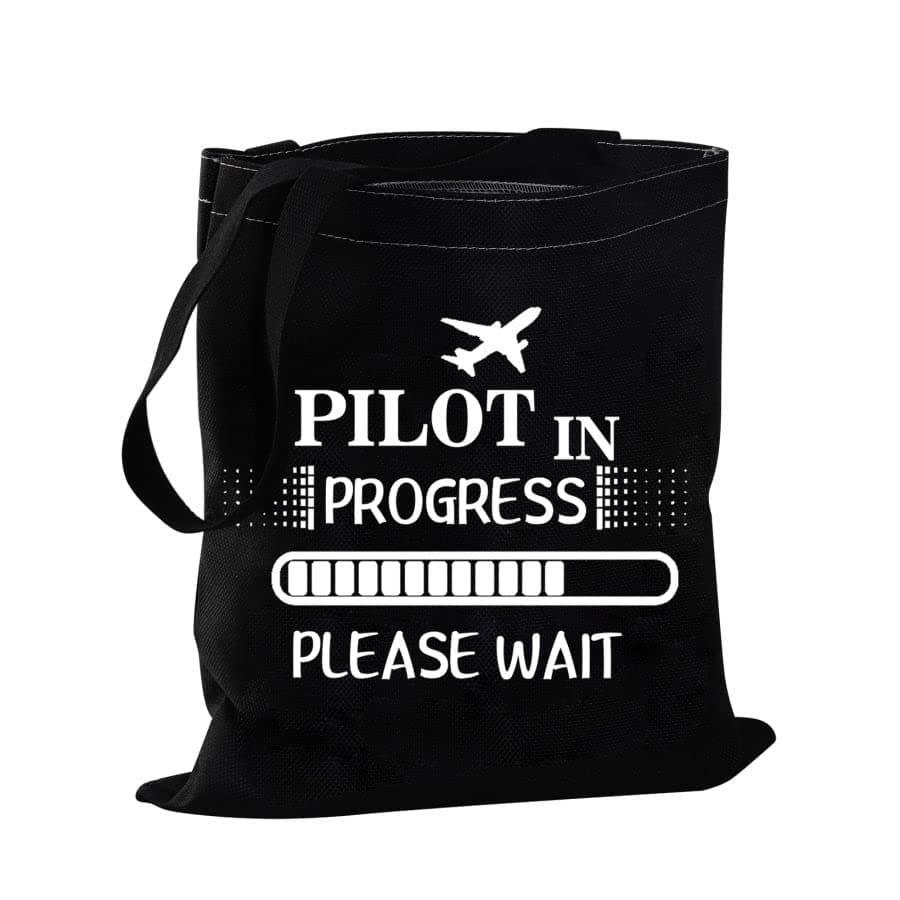 JYTAPPFlight School Student Gift Future Pilot Gifts Pilot In Progress Tote Bag Pilot Airplane Canvas Bag Aviation Gifts