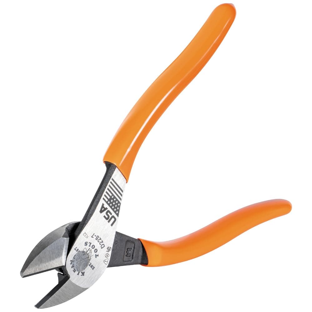 Klein Tools D228-7 Pliers, Made in USA, Diagonal Cutting Pliers with High-Leverage Design, 7-Inch