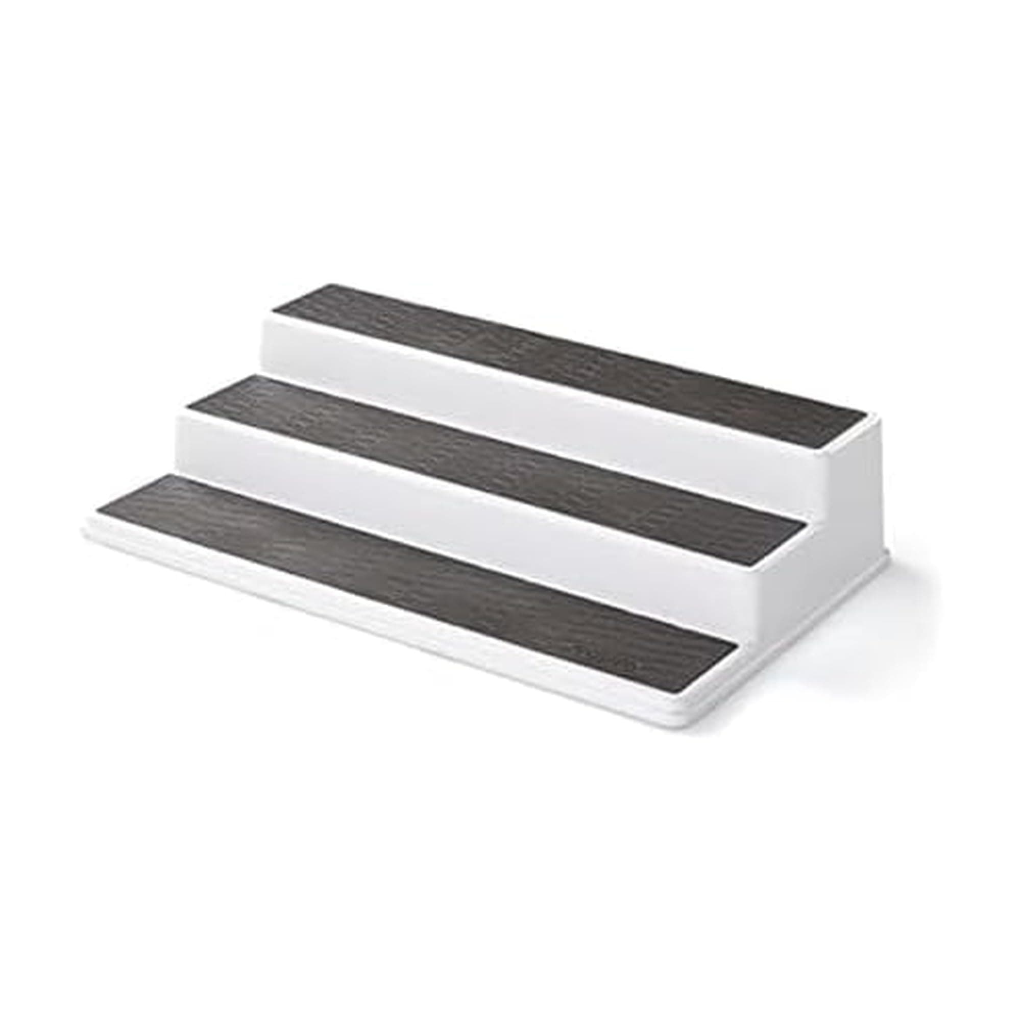 Copco 3-Tier Non-Skid Spice Rack Organizer for Kitchen Cabinet or Pantry, 15-Inch Tiered Shelf, White/Gray, Slip-Resistant Design for Jars and Bottles