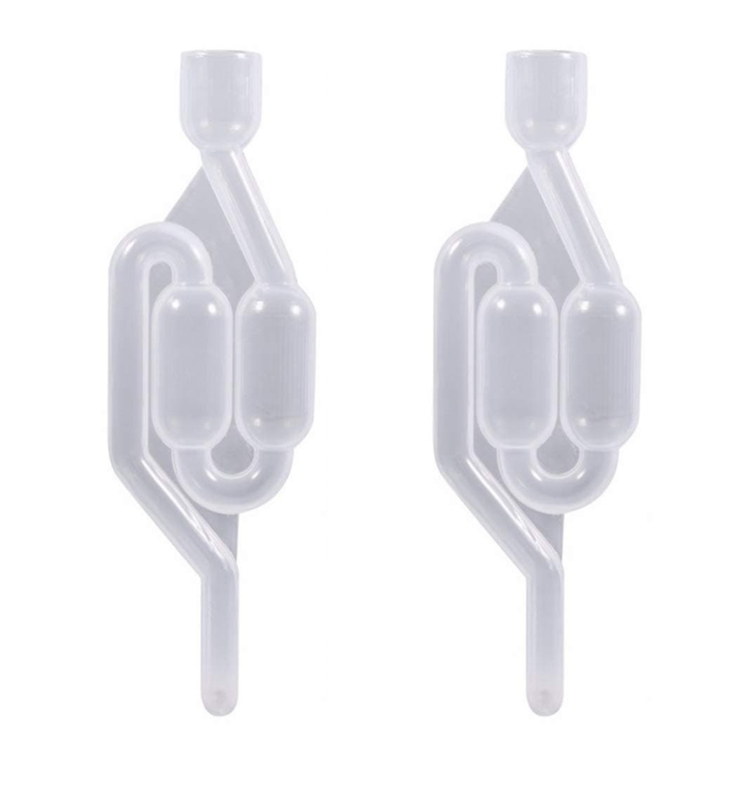2 Piece S-Shape Air Lock Twin Bubble Plastic Grommet Homebrew Fermentation Wine Valve Wine Beer Making Twin Bubble Fermentation