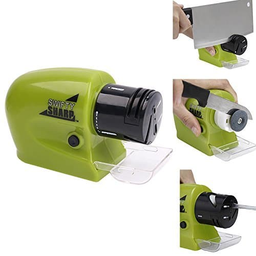 Electric Knife Sharpener, Multi-functional Motorized Knife Blade Sharpener, Home Kitchen Knives Sharpening Tool ,Portable Knife Grinder for Chef's Top Choice (Green)
