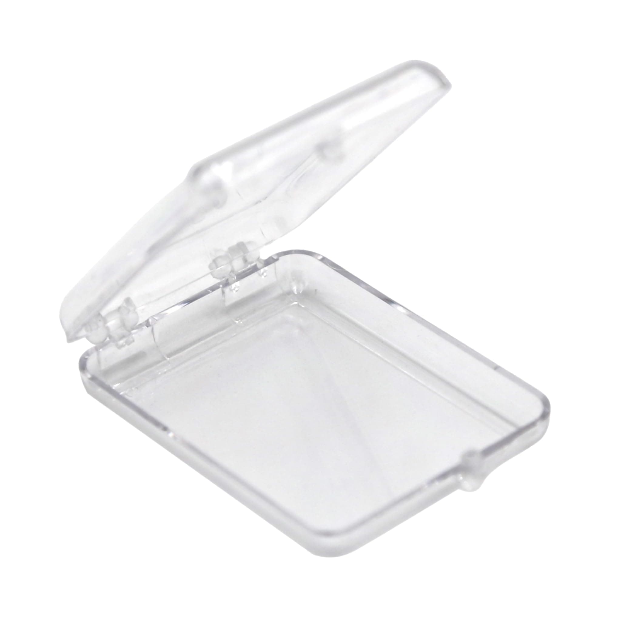 50 Clear Hard Plastic Boxes with Hinged Lids, 1 5/8"L x 2 1/8"W x 3/8"H, Made in USA, Small Acrylic Box, Storage Containers & Plastic Display Cases, Keepsake Box for Collectibles