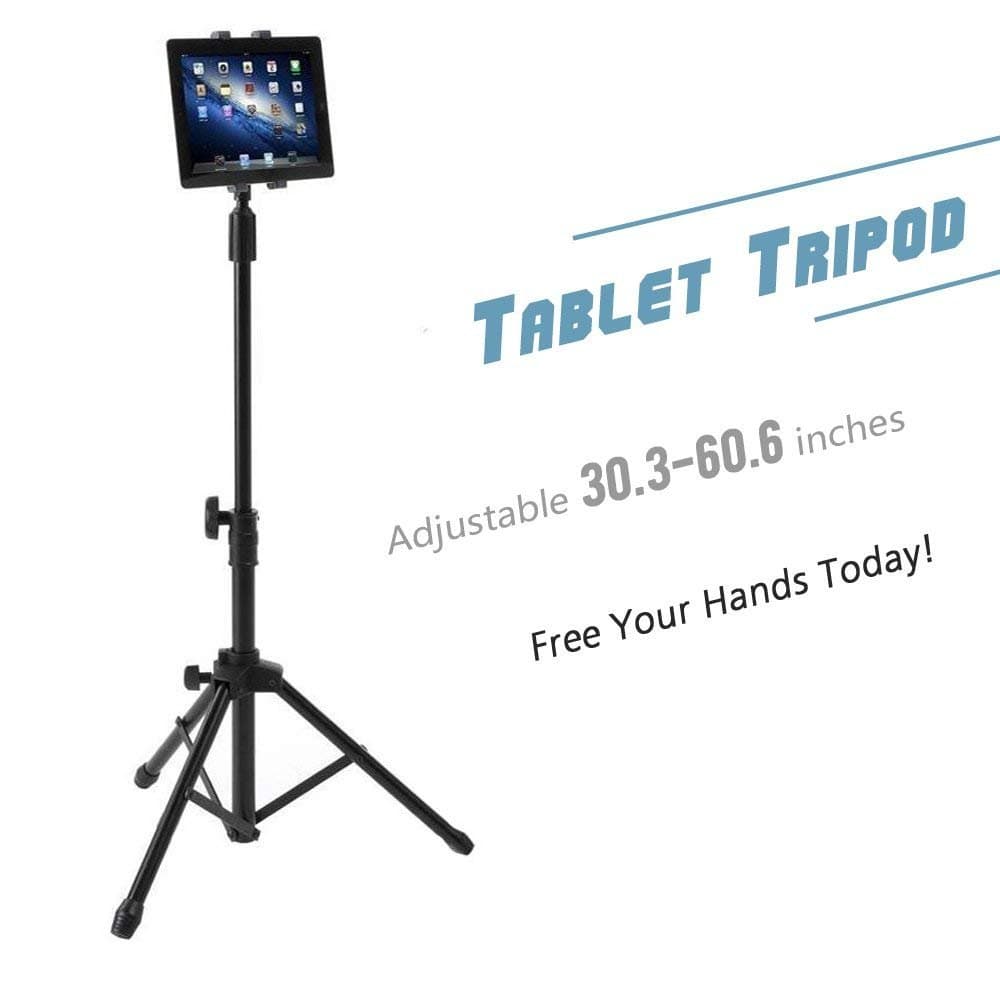 Portable Universal Floor Tablet Tripod Mount Stand with bracket holder adapter for all iPad, Google Nexus and all 7" to 10" Tablets,Rotatable 360°Height Adjustable for Displays, Photos, Movies, Videos with Carry Case