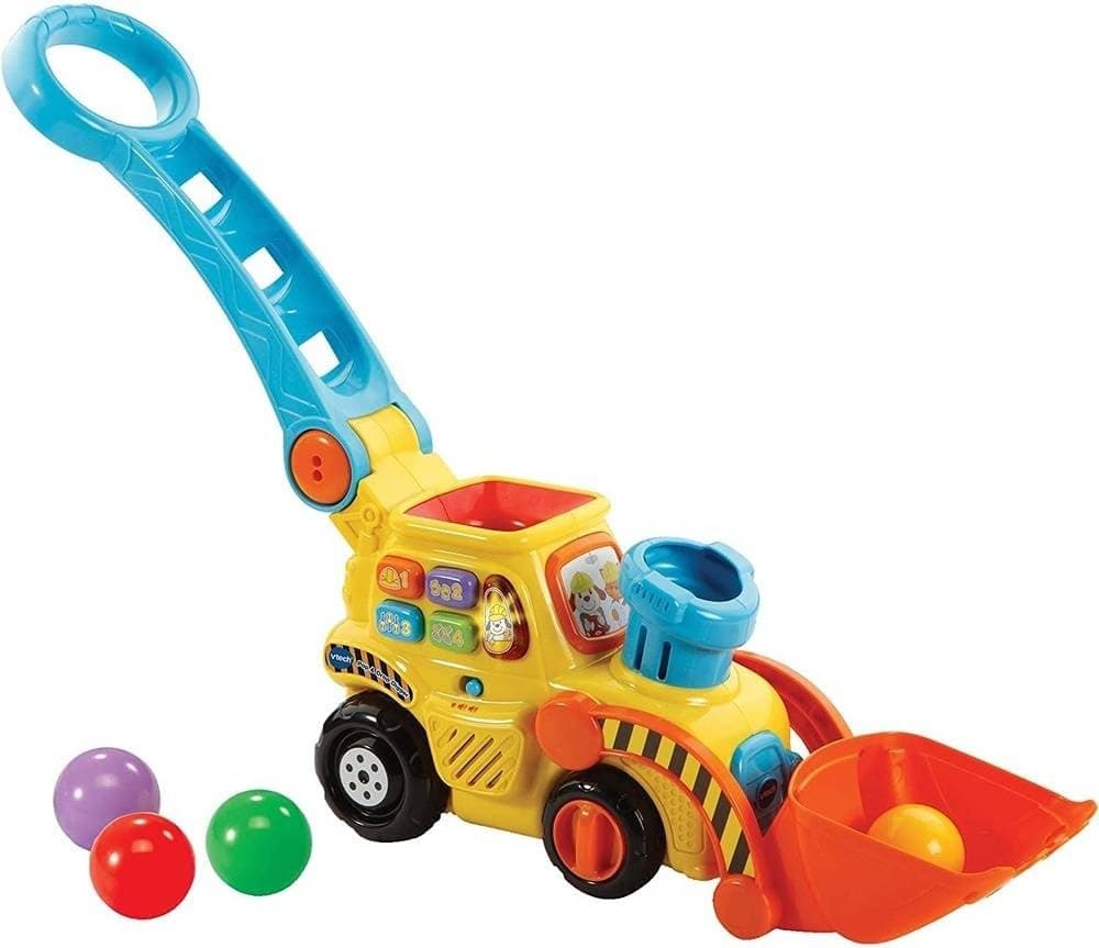 VTech POP and Drop Digger, Educational Push Along Digger for Toddler, Toy Gift for 12 Months to 2 3 Years Boys and Girls. English Version