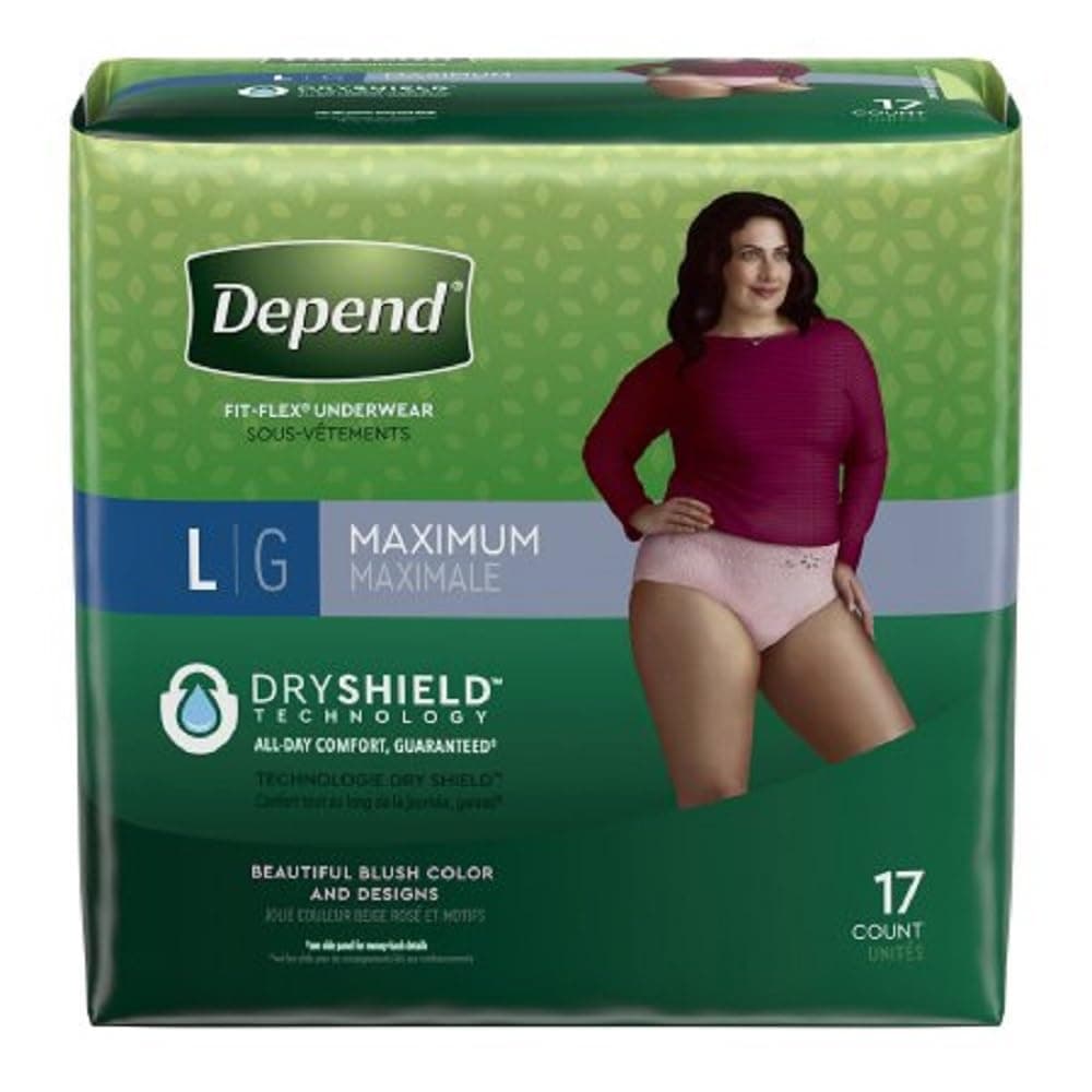 Depend FIT-FLEX Adult Underwear Pull On Large Disposable Heavy Absorbency, 48124 - Pack of 17