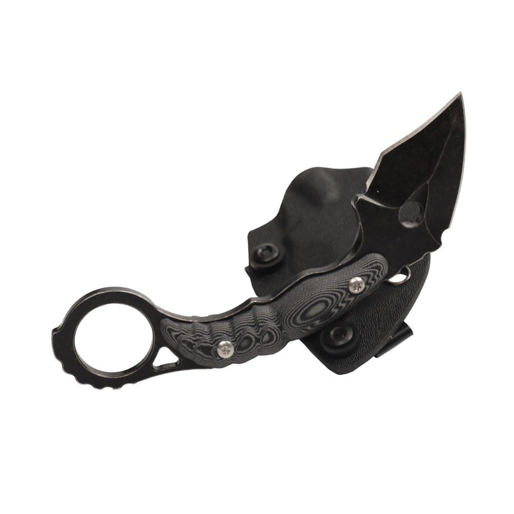 Giant bee DC53 Steel Fixed Blade Small Claw Comping EDC Mini Knife kni164 (Black blade black/white handle)