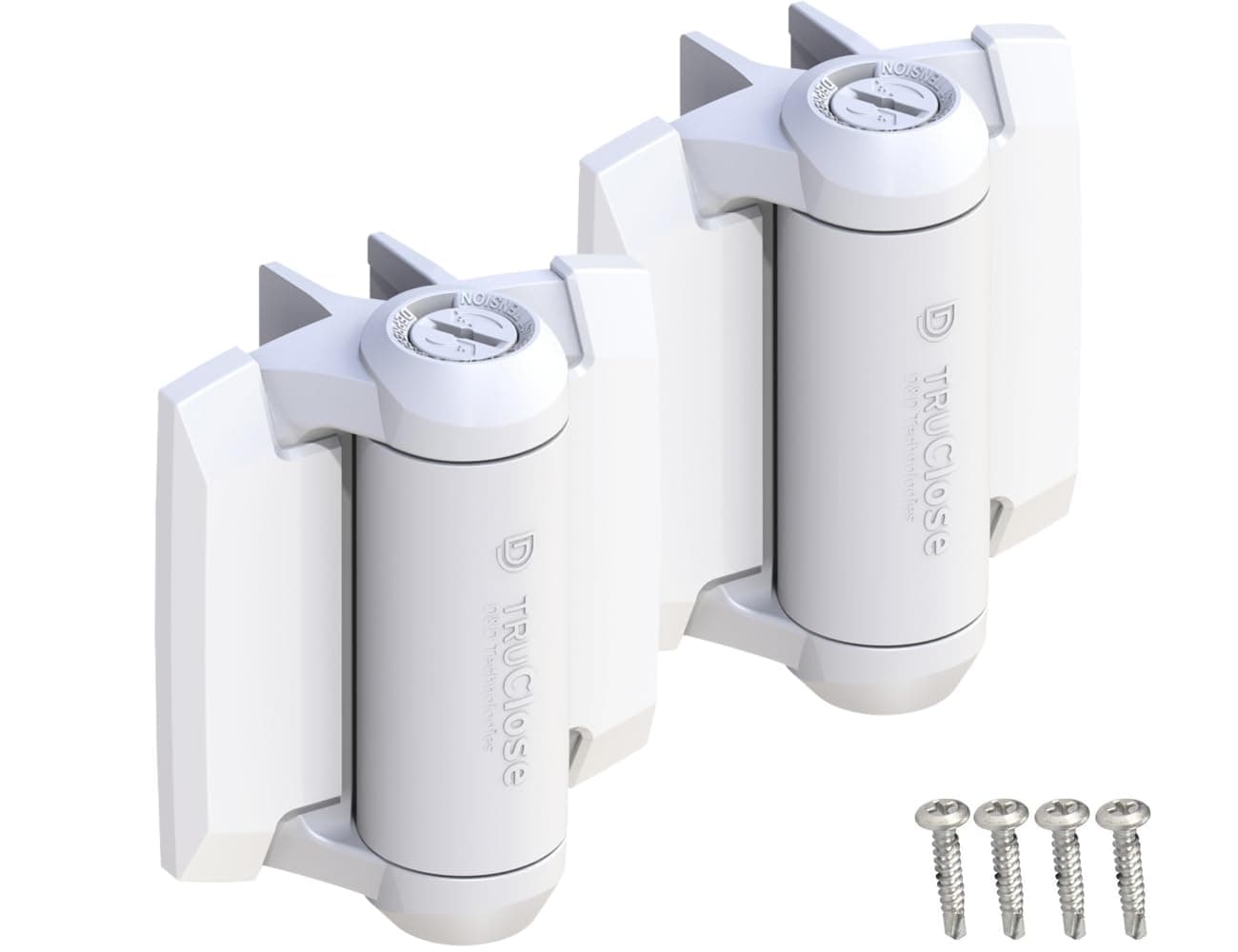 D&D Technologies TCA1L2S3WTS TruClose Regular Duty Gate Hinges, for Self Closing Metal Gates up to 66 Pounds, with Alignment Legs, White, 2 Count