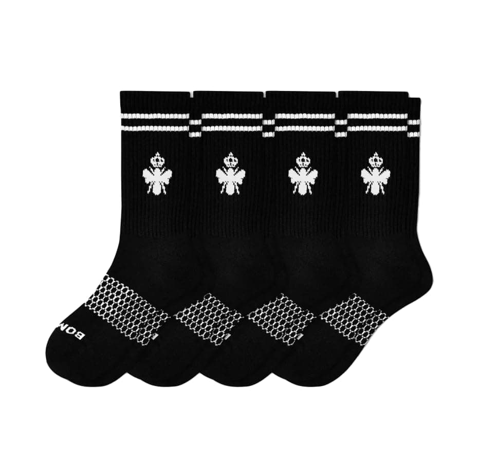 BOMBAS4 PACK Mens Calf Socks Black Medium