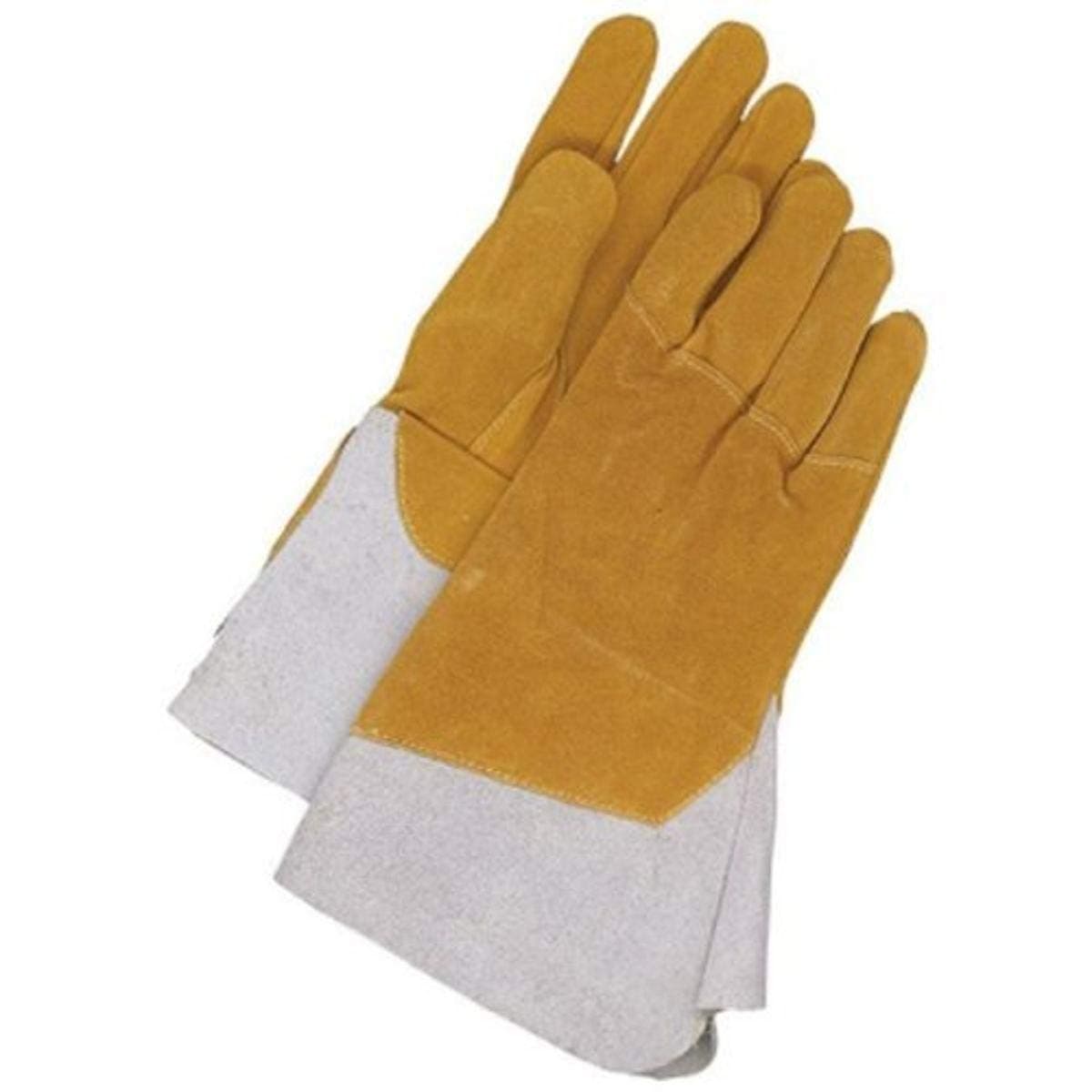 Bob Dale 60-1-1634-L Premium Split Leather Moose Hide Tig Welder Glove with Both Hand Patch, Large, Tan