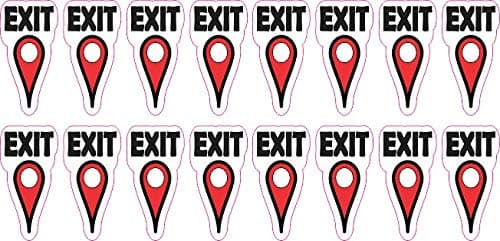 StickerTalk Exit Map Pointer Vinyl Stickers, 1 sheet of 16 stickers, .5 inch by 1 inch each