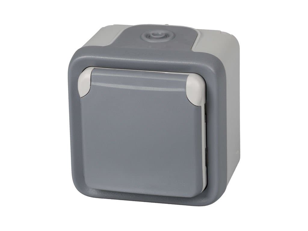 191504 Waterproof Socket Base with Cover for Surface, Grey