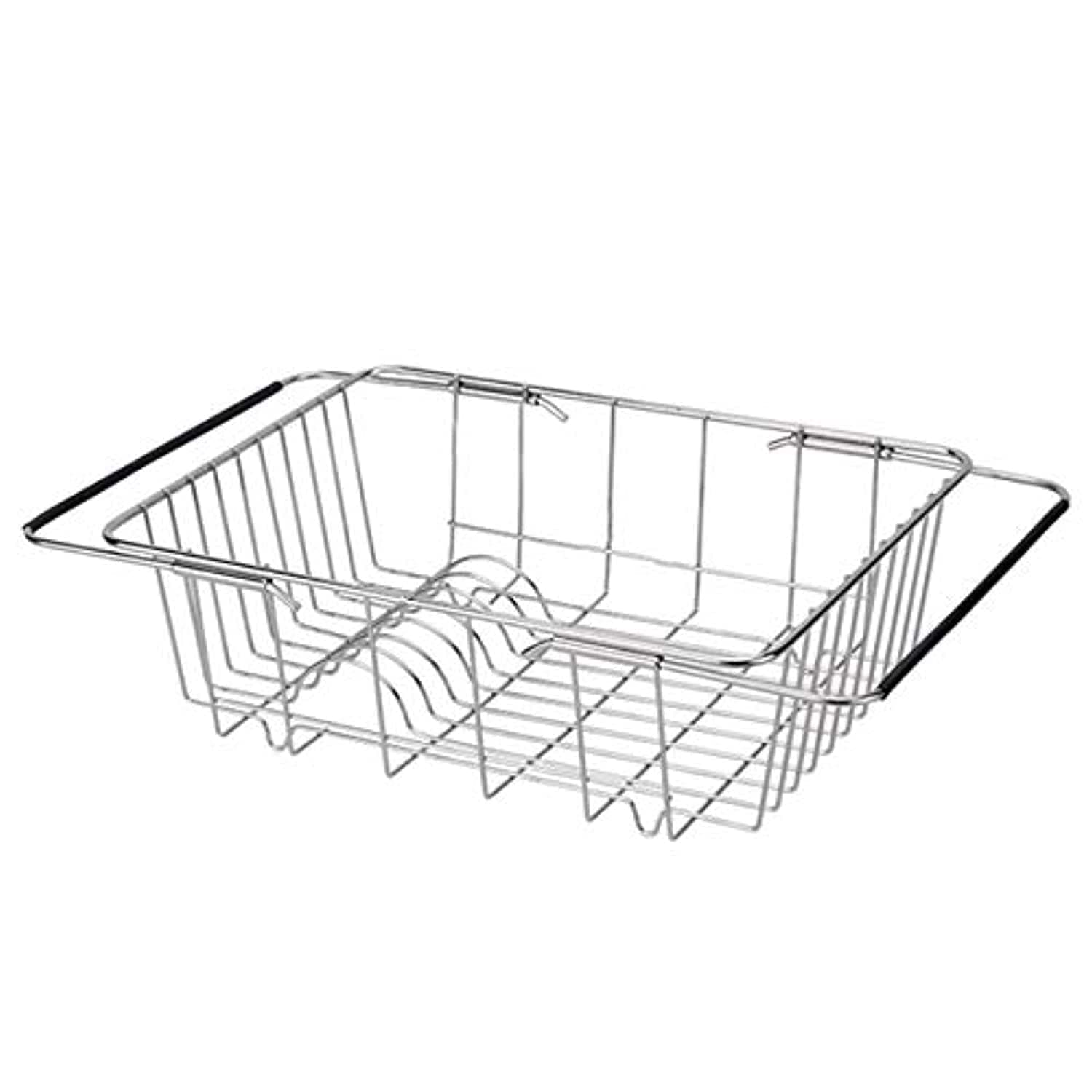 Adjustable Over Sink Dish Drying Rack Stainless Steel Kitchen Storage Basket Drain Holder Fruit Rustproof Home Organizer