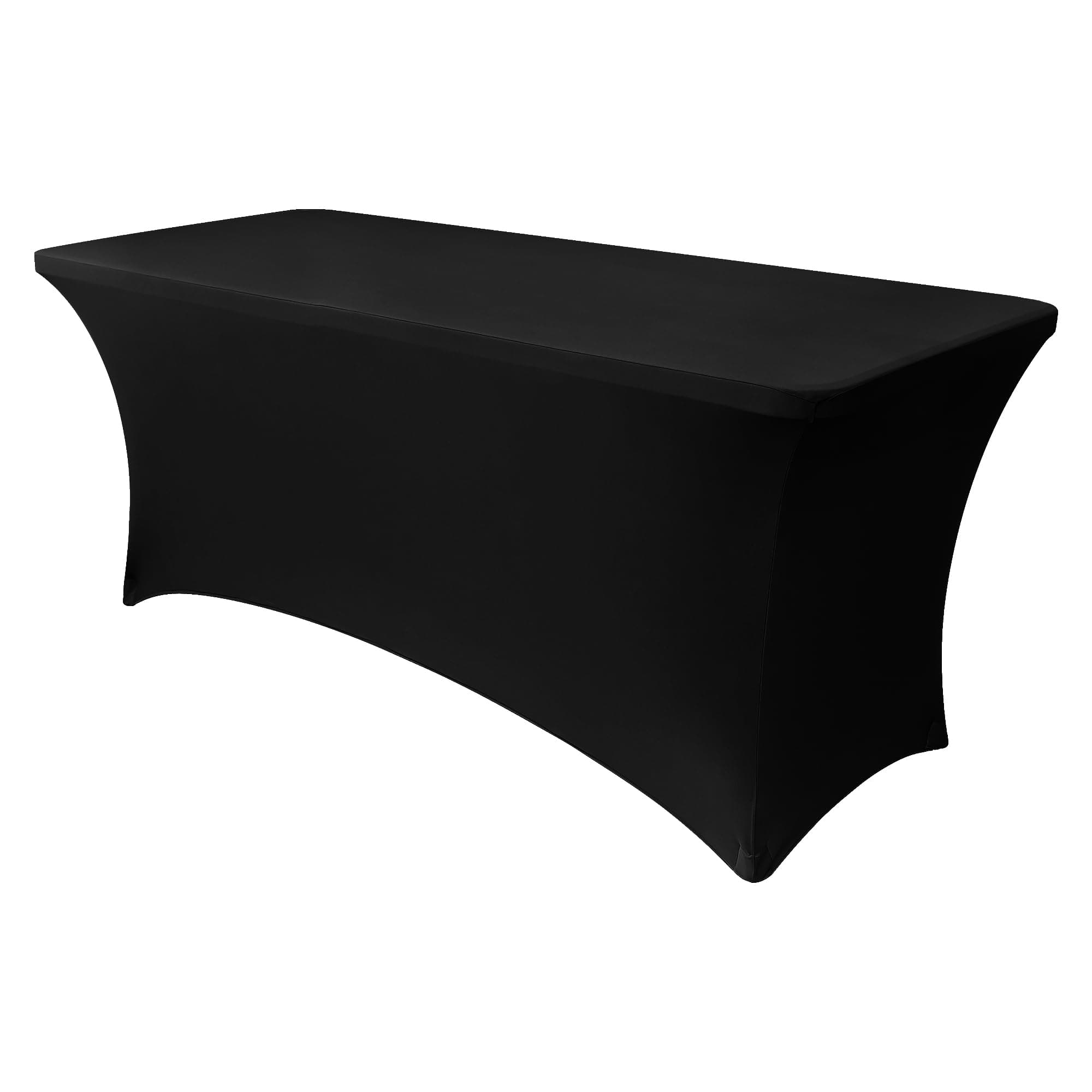 Obstal 4ft Stretch Spandex Table Cover for Standard Folding Tables - Universal Rectangular Fitted Tablecloth Protector for Wedding, Banquet and Party ?Black, 48 Length x 24 Width x 30 Height Inches?